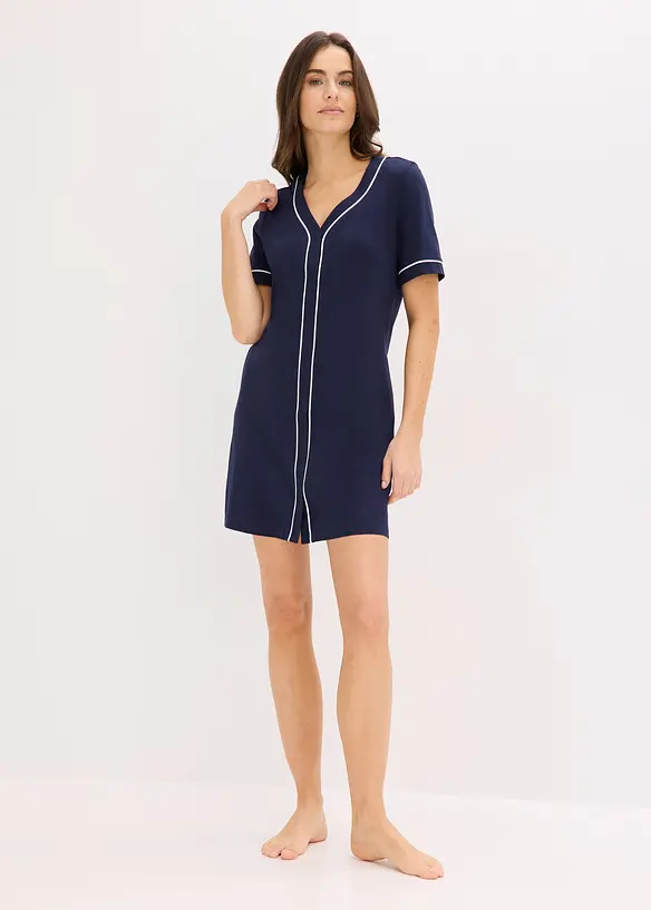 Chemise de nuit courte et boutonn&eacute;e 100% coton, bonprix