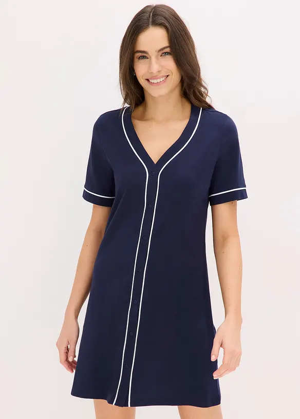 Chemise de nuit courte et boutonn&eacute;e 100% coton, bonprix