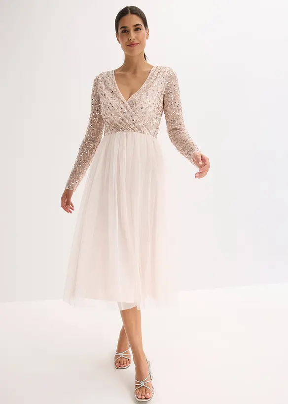 Robe de cocktail brod&eacute;e de sequins, bonprix