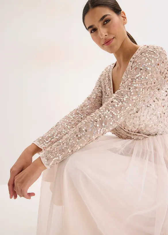 Robe de cocktail brod&eacute;e de sequins, bonprix