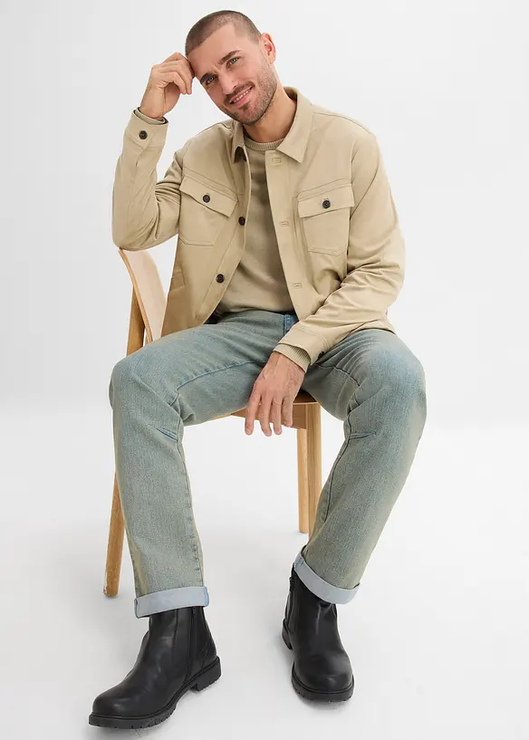 Jean loose, droit et l&eacute;ger &agrave; taille &eacute;lastiqu&eacute;e, bonprix