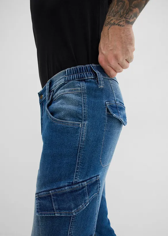 Jean cargo regular, droit et l&eacute;ger avec taille &eacute;lastiqu&eacute;e, bonprix