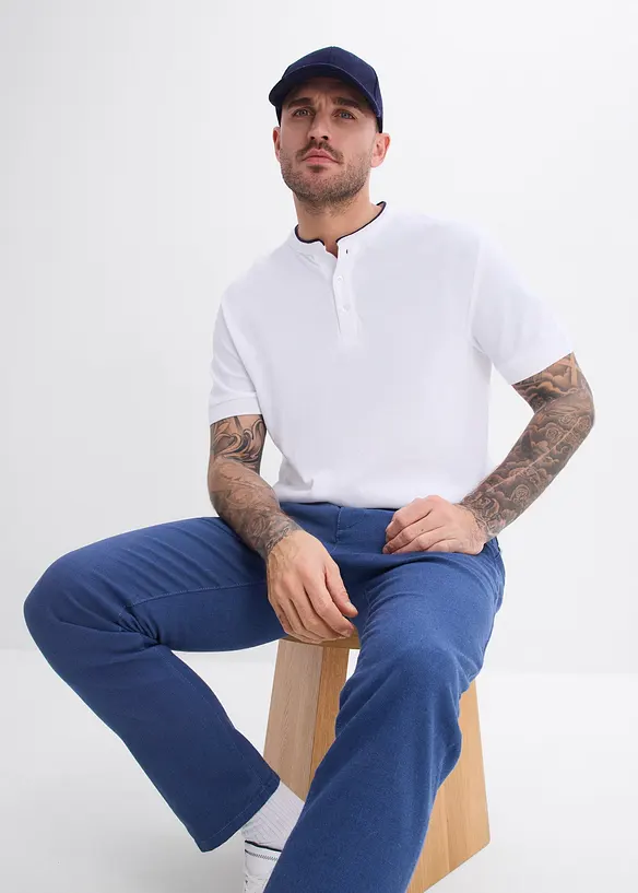 Polo en maille piqu&eacute;e 100% coton &agrave; col montant, bonprix