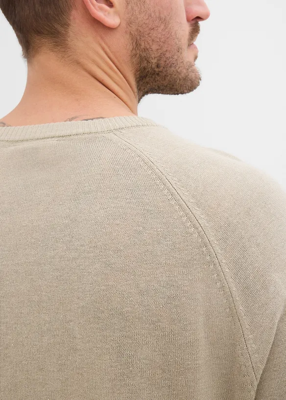 Pull l&eacute;ger en fine maille de lin m&eacute;lang&eacute;, bonprix