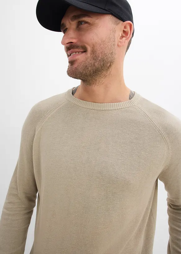 Pull l&eacute;ger en fine maille de lin m&eacute;lang&eacute;, bonprix
