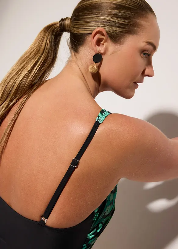 Maillot 1 pi&egrave;ce sculptant effet crois&eacute;, maintien mod&eacute;r&eacute;, bonprix