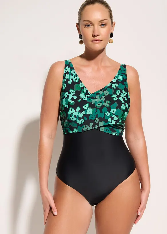 Maillot 1 pi&egrave;ce sculptant effet crois&eacute;, maintien mod&eacute;r&eacute;, bonprix