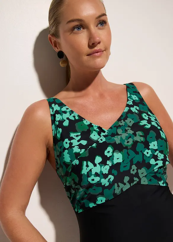 Maillot 1 pi&egrave;ce sculptant effet crois&eacute;, maintien mod&eacute;r&eacute;, bonprix