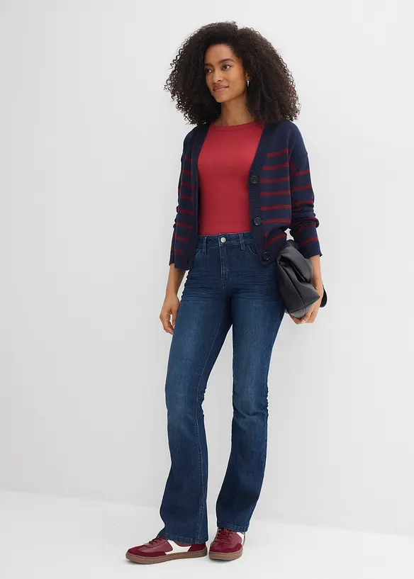 Jean flare taille mi-haute, extensible, bonprix