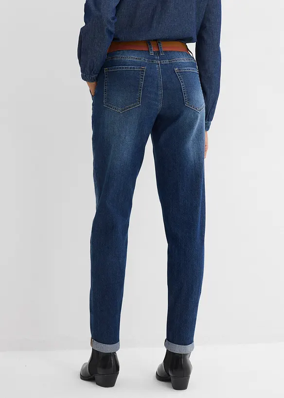 Jean boyfriend taille mi-haute et &eacute;lastiqu&eacute;e, bonprix