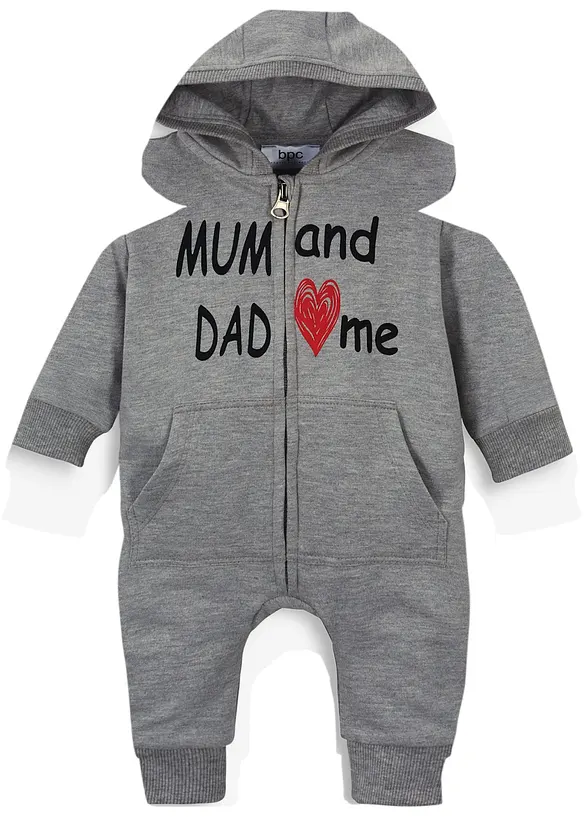 Combinaison sweat enti&egrave;rement zipp&eacute;e &agrave; capuche, bonprix