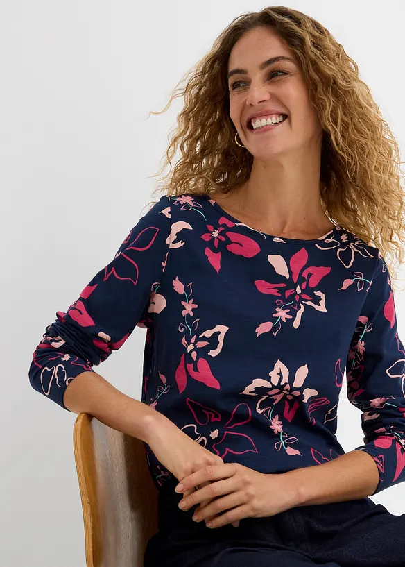 T-shirt manches longues &agrave; imprim&eacute; floral, bonprix