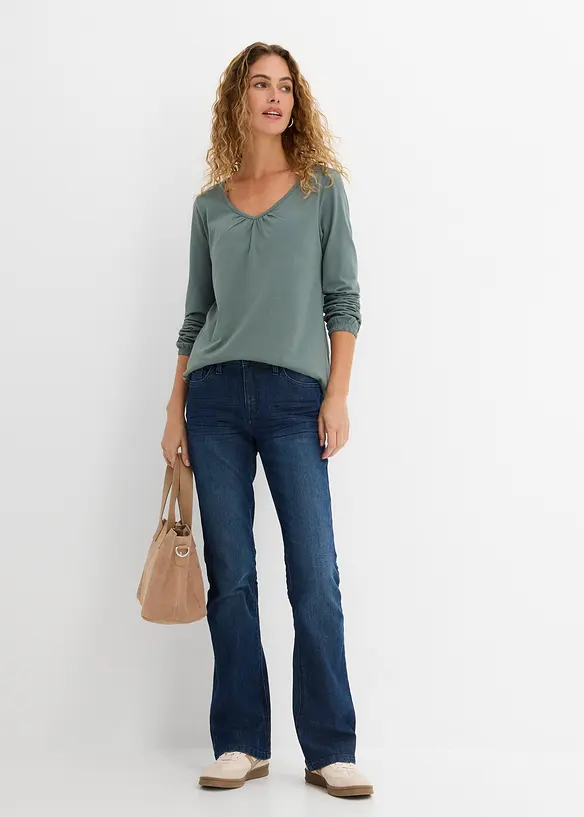 T-shirt manches longues 100% coton, finitions &eacute;lastiqu&eacute;es, bonprix