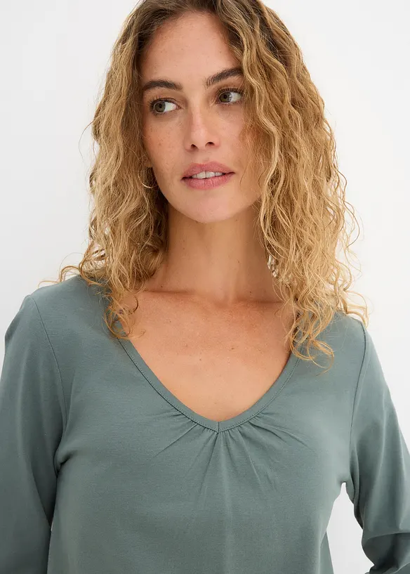 T-shirt manches longues 100% coton, finitions &eacute;lastiqu&eacute;es, bonprix