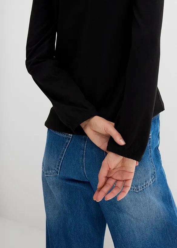 T-shirt manches longues 100% coton, finitions &eacute;lastiqu&eacute;es, bonprix