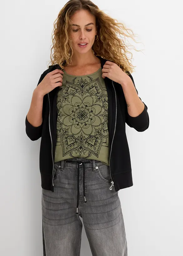 T-shirt fil flamm&eacute; manches courtes, bonprix