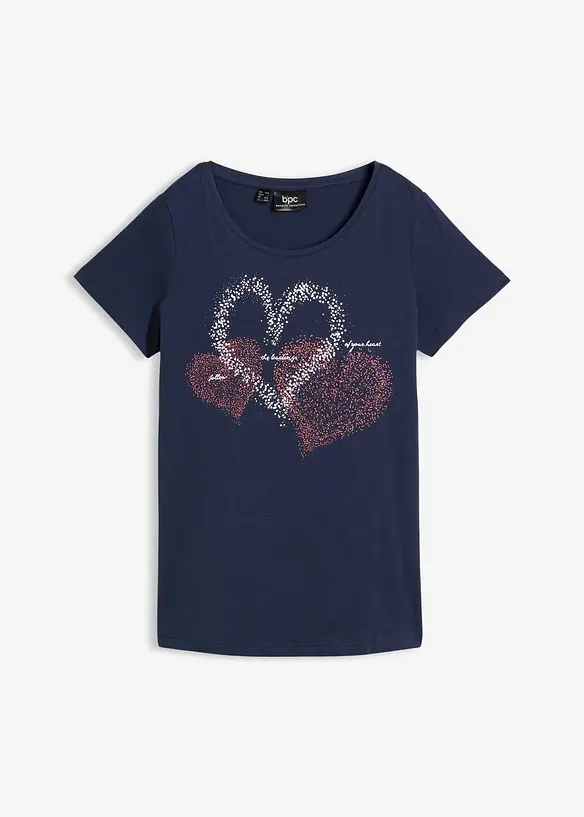 T-shirt coton &agrave; imprim&eacute; c&oelig;ur, bonprix