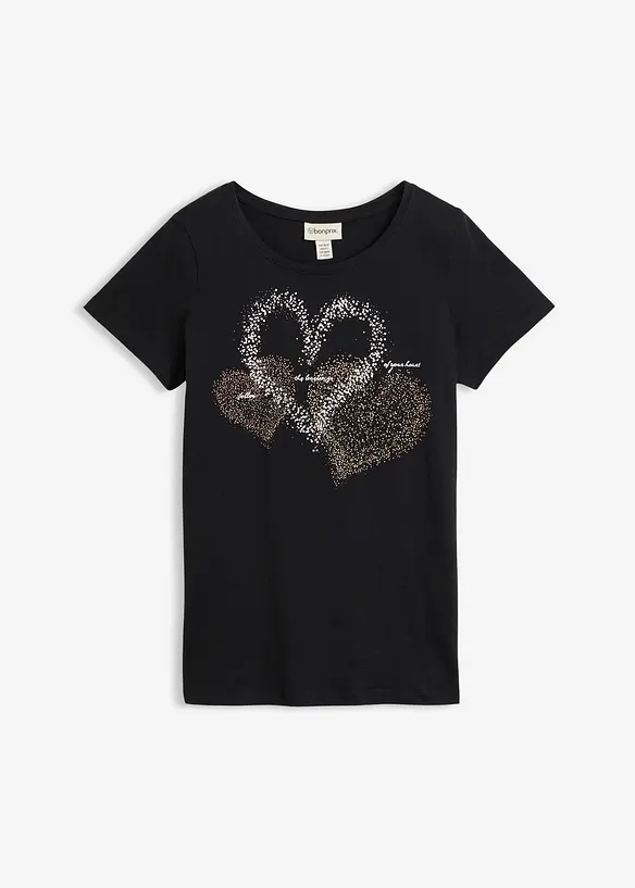 T-shirt coton &agrave; imprim&eacute; c&oelig;ur, bonprix