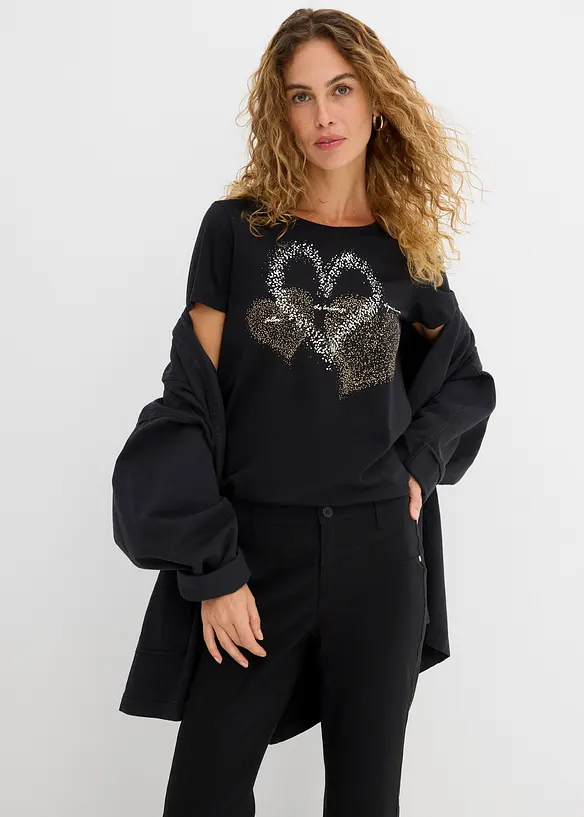 T-shirt coton &agrave; imprim&eacute; c&oelig;ur, bonprix