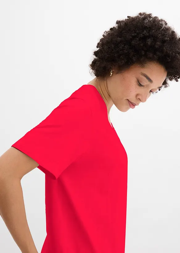 Lot de 5 T-shirts longs et amples &agrave; col V, bonprix