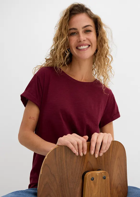 T-shirt long et boxy &agrave; manches courtes, bonprix