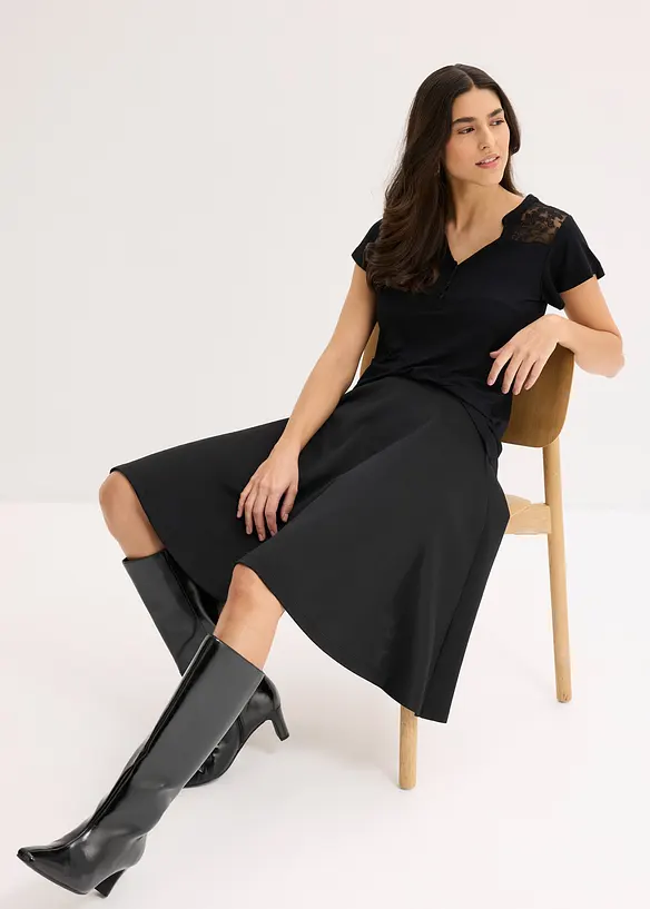 T-shirt col tunisien en viscose majoritaire, bonprix