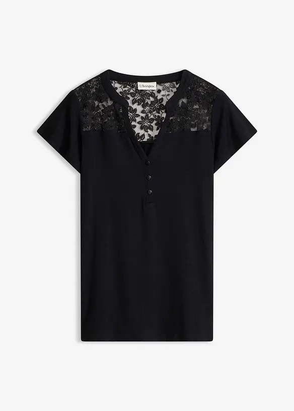 T-shirt col tunisien en viscose majoritaire, bonprix