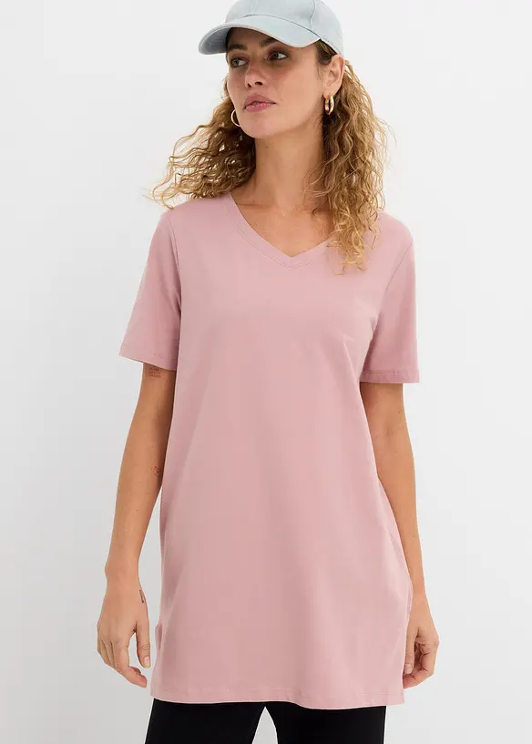 Lot de 2 T-shirts longs col V, bonprix