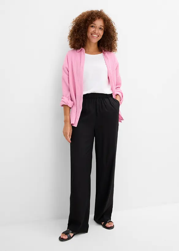 Pantalon en viscose avec taille &eacute;lastiqu&eacute;e, bonprix