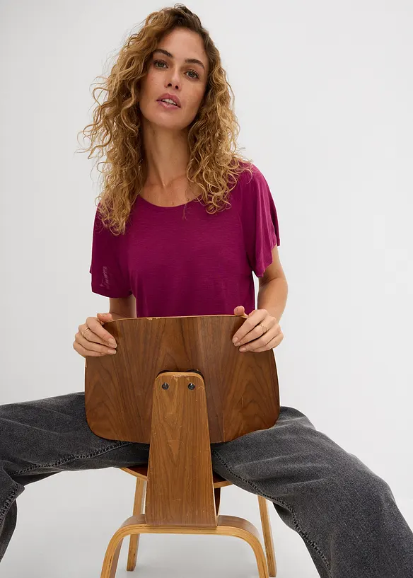 T-shirt fil flamm&eacute; &agrave; manches papillon, bonprix