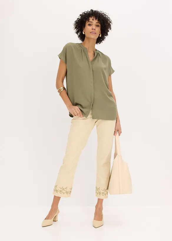 Chemisier manches courtes &agrave; boutonnage invisible, bonprix