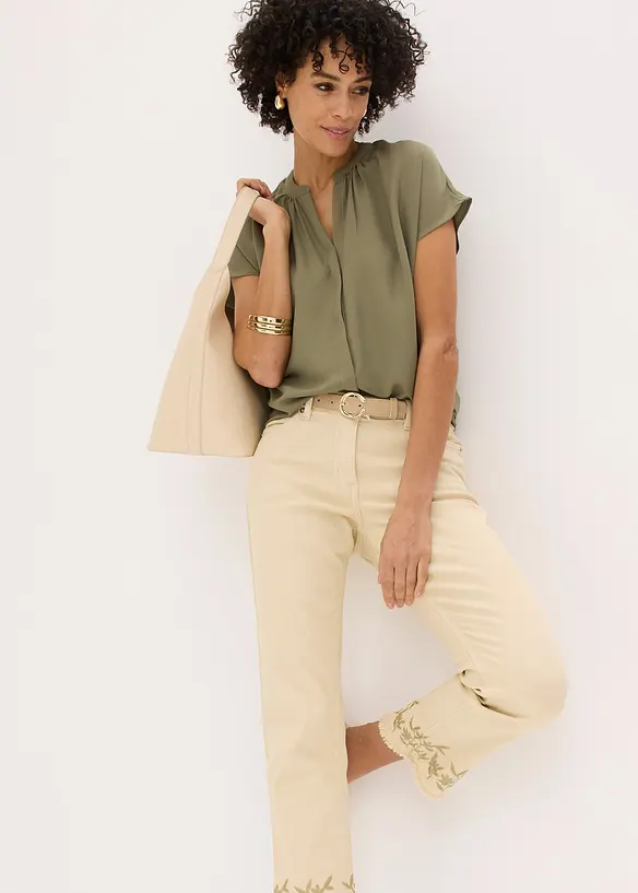 Chemisier manches courtes &agrave; boutonnage invisible, bonprix