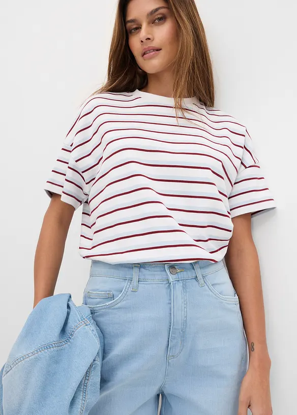 Jean barrel taille haute en coton, bonprix