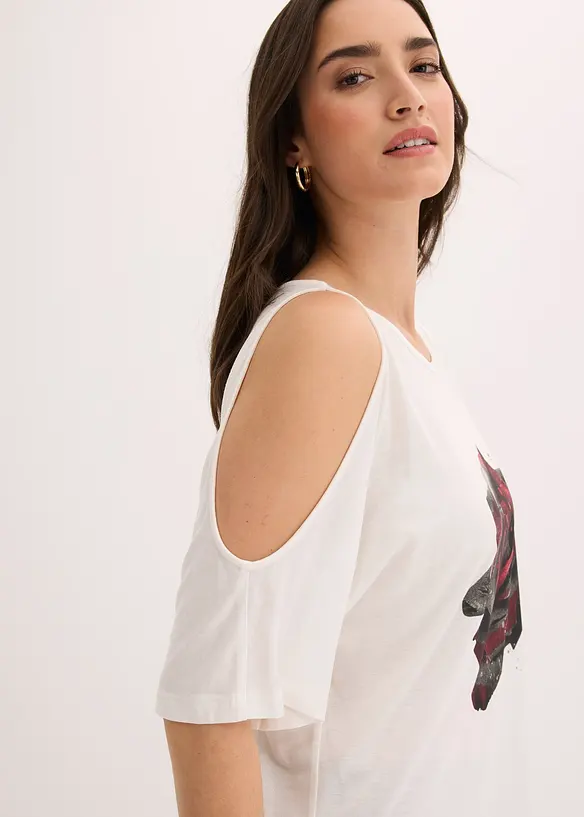 T-shirt &agrave; &eacute;paules d&eacute;nud&eacute;es en viscose, bonprix