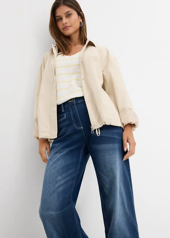 Jean large taille mi-haute &eacute;lastiqu&eacute;e, bonprix