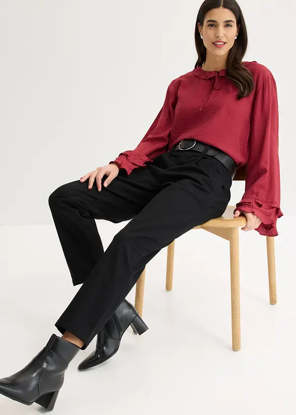 Pantalon &agrave; pinces en coton extensible, bonprix