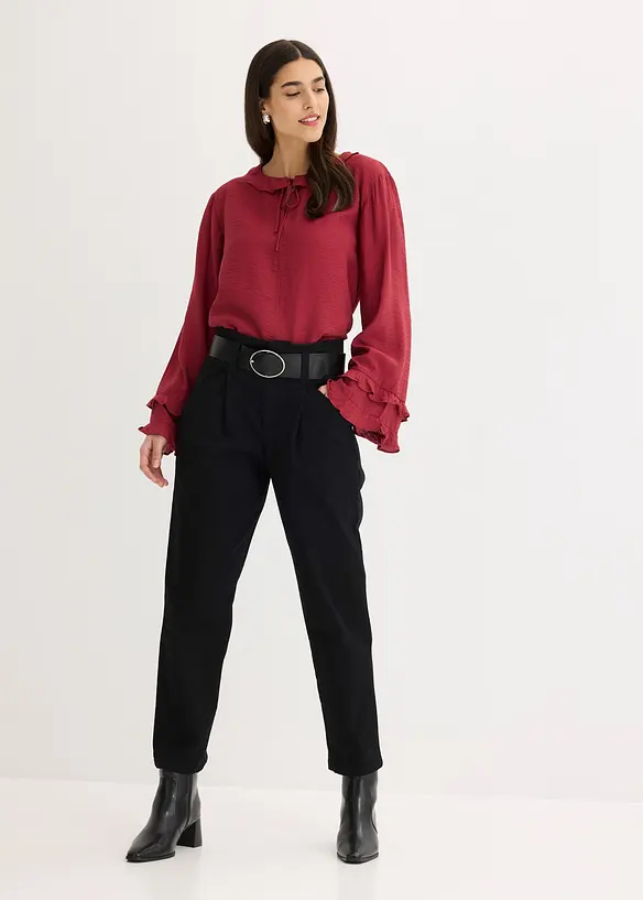 Pantalon &agrave; pinces en coton extensible, bonprix