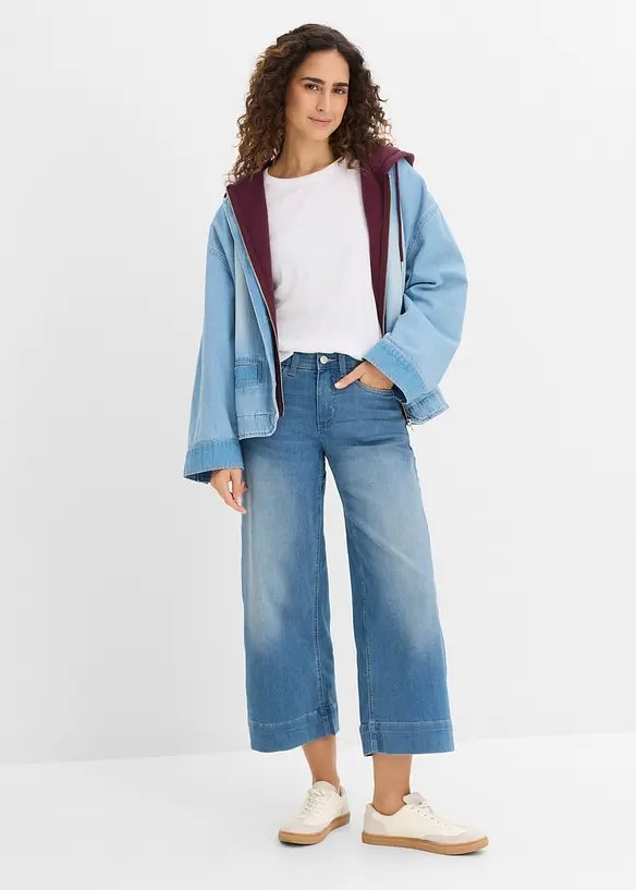 Jupe-culotte 7/8 en jean extensible ultra-doux, bonprix