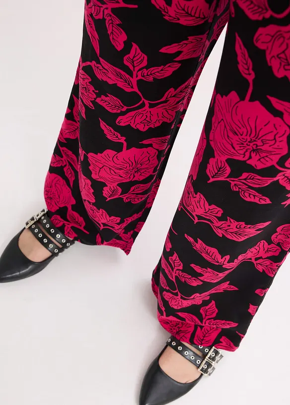 Pantalon palazzo imprim&eacute; en viscose, bonprix