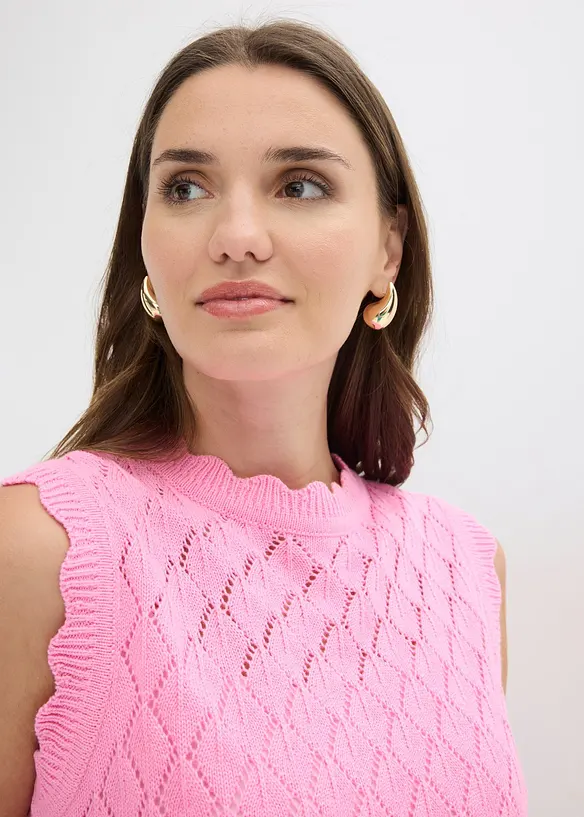 Pull sans manches en maille ajour&eacute;e, bonprix