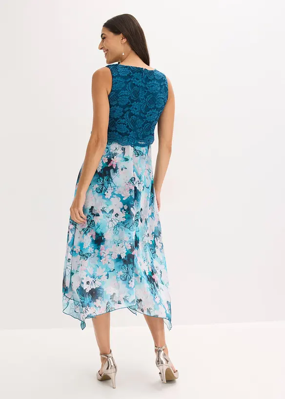 Robe en mousseline avec dentelle, bonprix