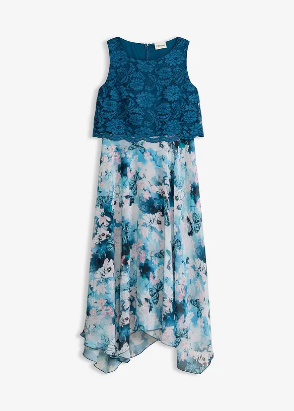 Robe en mousseline avec dentelle, bonprix