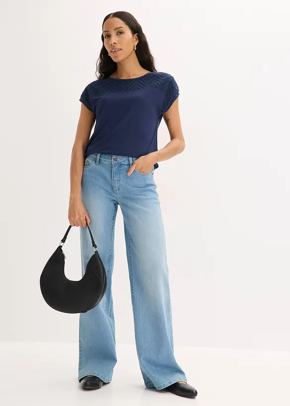 T-shirt en dentelle, en viscose douce, bonprix