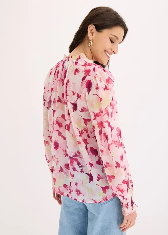 Blouse imprim&eacute;e en mousseline, bonprix