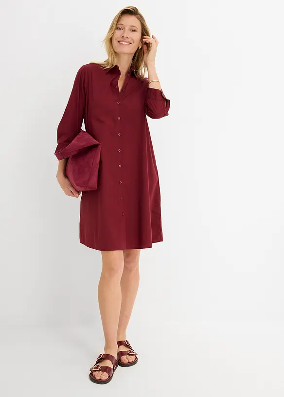 Robe-chemise en popeline solide, bonprix