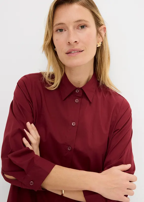 Robe-chemise en popeline solide, bonprix