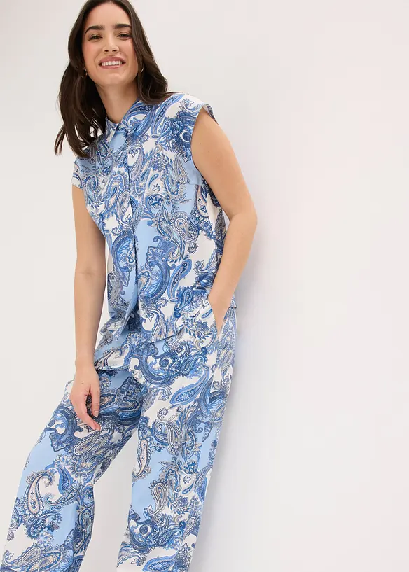 Pantalon imprim&eacute; en viscose fluide, bonprix