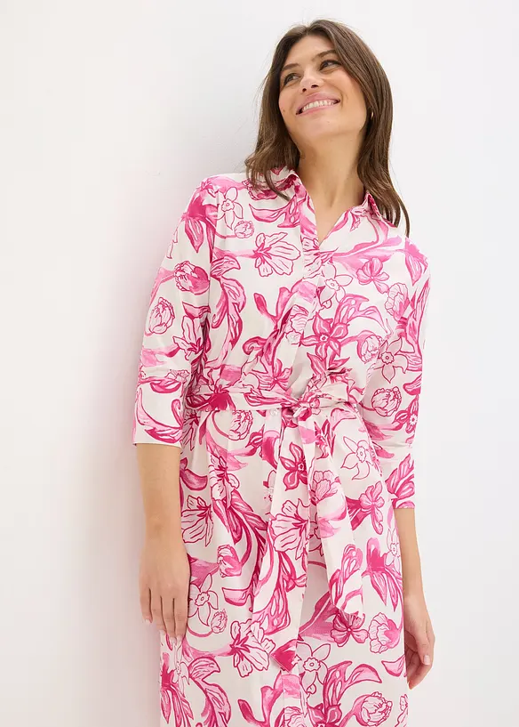 Robe-chemise en coton m&eacute;lang&eacute;, bonprix