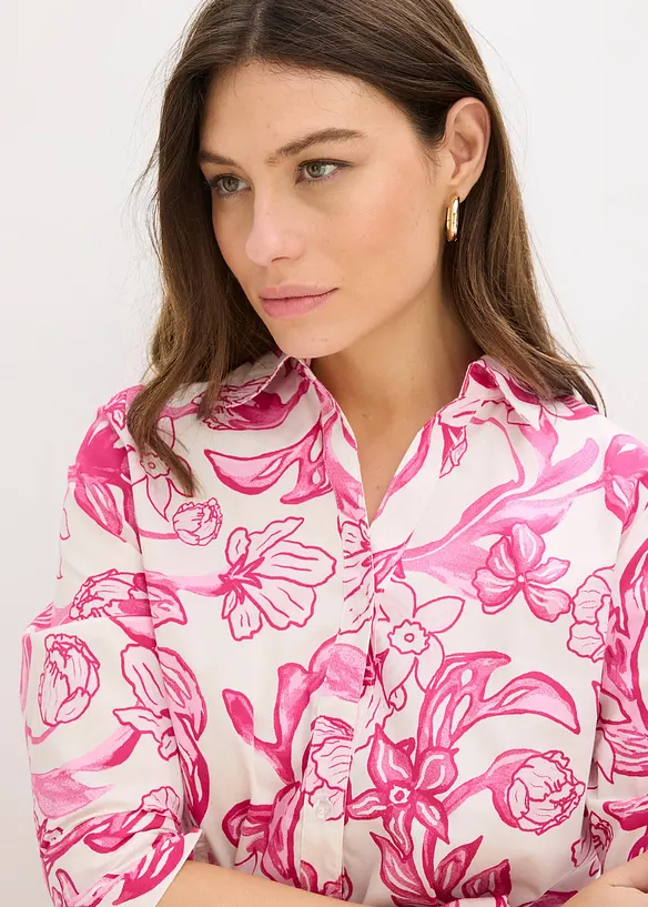 Robe-chemise en coton m&eacute;lang&eacute;, bonprix