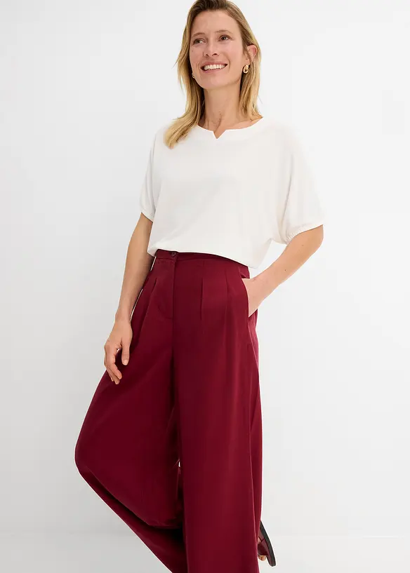 Pantalon &agrave; pinces en lyocell fluide, bonprix